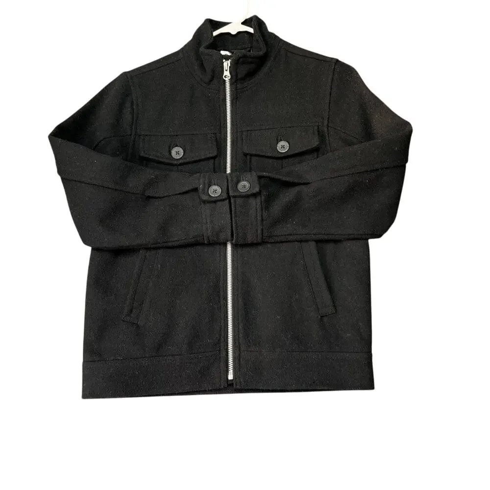 Old Navy Winter Coat Kids M(8) Black Full zipper Wool Blend Regular Standard